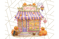 Pastel Halloween Town PNG Clipart, Spooky Shops &amp; Homes Png Product Image 5