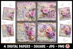 4 Vintage Floral Digital Papers I Junk Journal Pages Product Image 1