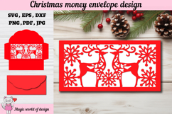 Christmas deer Money Envelope svg, Papercut Gift Card Product Image 2