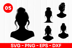 Woman Portrait Silhouette Female SVG PNG Product Image 1