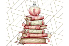 Christmas Book Clipart, Festive Reading PNG Illustrations Product Image 5