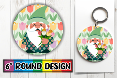 Enchanted Keychain Round Sublimation PNG, Spring Gnomes Product Image 1