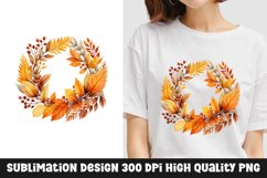 Autumn Fall Floral Frame Sublimation T-Shirt Design Product Image 1