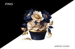 Floral Cupcake Clipart, Peony Product Image 1