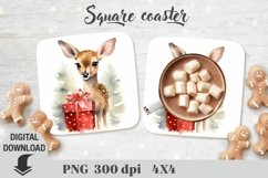 Christmas Square coaster, coaster sublimation, christmas Product Image 1