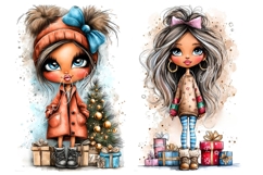 36 JPG Whimsical Cute Christmas Watercolor Girls Bundle Product Image 6
