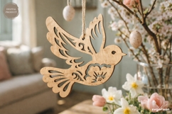 Spring Bird Ornament Laser Cut | Glowforge | SVG Product Image 1