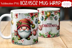 Merry Christmas mug wrap PNG Sublimation, 11oz and 15oz Product Image 2