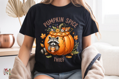 Pumpkin Spice Thief PNG, Cute Raccoon Sublimation Design Product Image 8