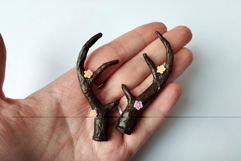 Miniature deer antlers on magnet tutorial. BJD doll horns Product Image 9