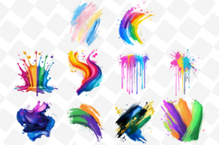 Colorful Brushstroke Clipart - Set Of 31 Png Bundle Product Image 4