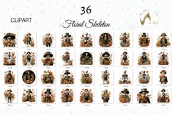 Halloween Vintage Skeleton Clipart, halloween Floral Clipart Product Image 2