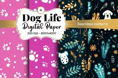 Dog Paw Digital Paper Seamless Scrapbook Paper Product Image 1