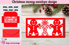 Christmas gingerbread man Money Envelope svg, Papercut Gift Product Image 1