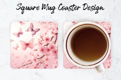 Flowers &amp; Butterflies Mug coaster | Coaster | Sublimation Product Image 1