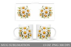 Daisy Flowers Mug Design. Flowers Mug Sublimation Product Image 1
