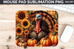 Watercolor Turkey Mouse Pad Sublimation - Thanksgiving PNG Product Image 1