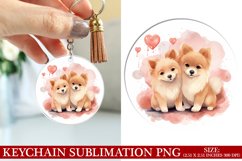 Dog Valentine&#039;s Day Keychain Sublimation PNG Design Product Image 1