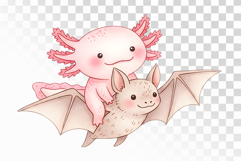 Halloween Axolotl Bat Wings Flying Spooky PNG Uparupa Product Image 1