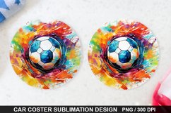 Soccer Ball Car Coaster - Coaster Sublimation Design Product Image 1