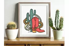 cowboy boot cut file Cactus svg, png sunflowers Cowgirl svg Product Image 5
