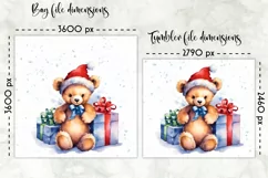Watercolour Teddy Bear Lunch Bag Print | Christmas Lunch Bag Product Image 2