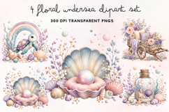 Floral Undersea Clipart Set PNG Product Image 1