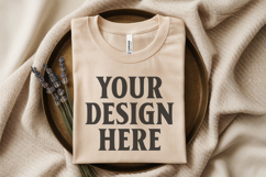 Folded Bella Canvas 3001 Flat Lay T-Shirt Mockup Product Image 1