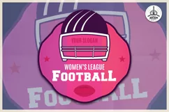 9-Football-Logo-Badge-Women-League-preview-with-football-helmet-and-ball against stylish background
