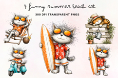 Funny Summer Beach Cat PNG Clipart Product Image 1