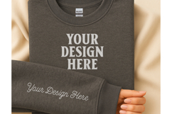 Gildan 18000 Dark Heather Sleeve Mockup Product Image 1