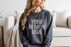 Gildan 18000 Dark heather Sweatshirt mockup Product Image 1