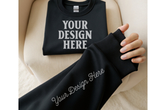 Gildan 18000 Black Sleeve Sweatshirt Mockup | Cozy Crewneck Product Image 1
