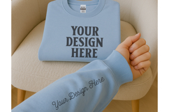 Gildan 180000 Carolina Blue Sweatshirt Sleeve Mockups Product Image 1