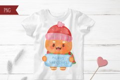 Christmas gingerbread watercolor. Kawaii clipart cute winter Product Image 9