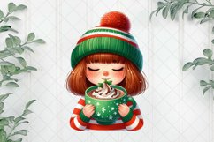 Girl Enjoy Hot Drink Clipart Product Image 1