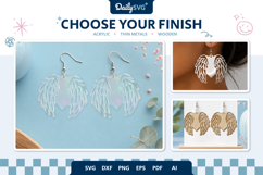 Angel Wing Heart Earrings Laser Cut SVG Product Image 2