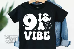 9 Is A Vibe SVG - 9th Birthday Retro - Nine Birthday Boy PN Product Image 3
