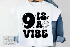 9 Is A Vibe SVG - 9th Birthday Retro - Nine Birthday Boy PN Product Image 4