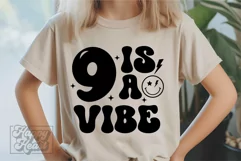 9 Is A Vibe SVG - 9th Birthday Retro - Nine Birthday Boy PN Product Image 5