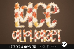 Preppy Leaf Fall Lace PNG Alphabet | Sublimation Font Product Image 1