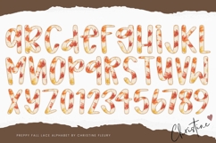 Preppy Leaf Fall Lace PNG Alphabet | Sublimation Font Product Image 3