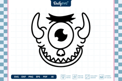 Monster Face SVG - Cartoon Monster Face Cut File Product Image 1