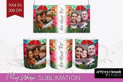 Stained Glass Photo Mug Wrap PNG - Flowers Picture Frame Mug Product Image 1