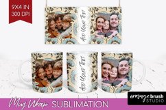 Flowers Photo Mug Wrap PNG - Vintage Floral Picture Frame Product Image 1