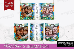 Stained Glass Photo Mug Wrap PNG - Flowers Picture Frame Mug Product Image 1