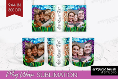 Stained Glass Photo Mug Wrap PNG - Flowers Picture Frame Mug Product Image 1