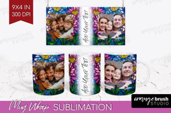 Stained Glass Photo Mug Wrap PNG - Flowers Picture Frame Mug Product Image 1
