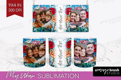 Stained Glass Photo Mug Wrap PNG - Flowers Picture Frame Mug Product Image 1