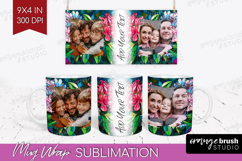 Stained Glass Photo Mug Wrap PNG - Flowers Picture Frame Mug Product Image 1